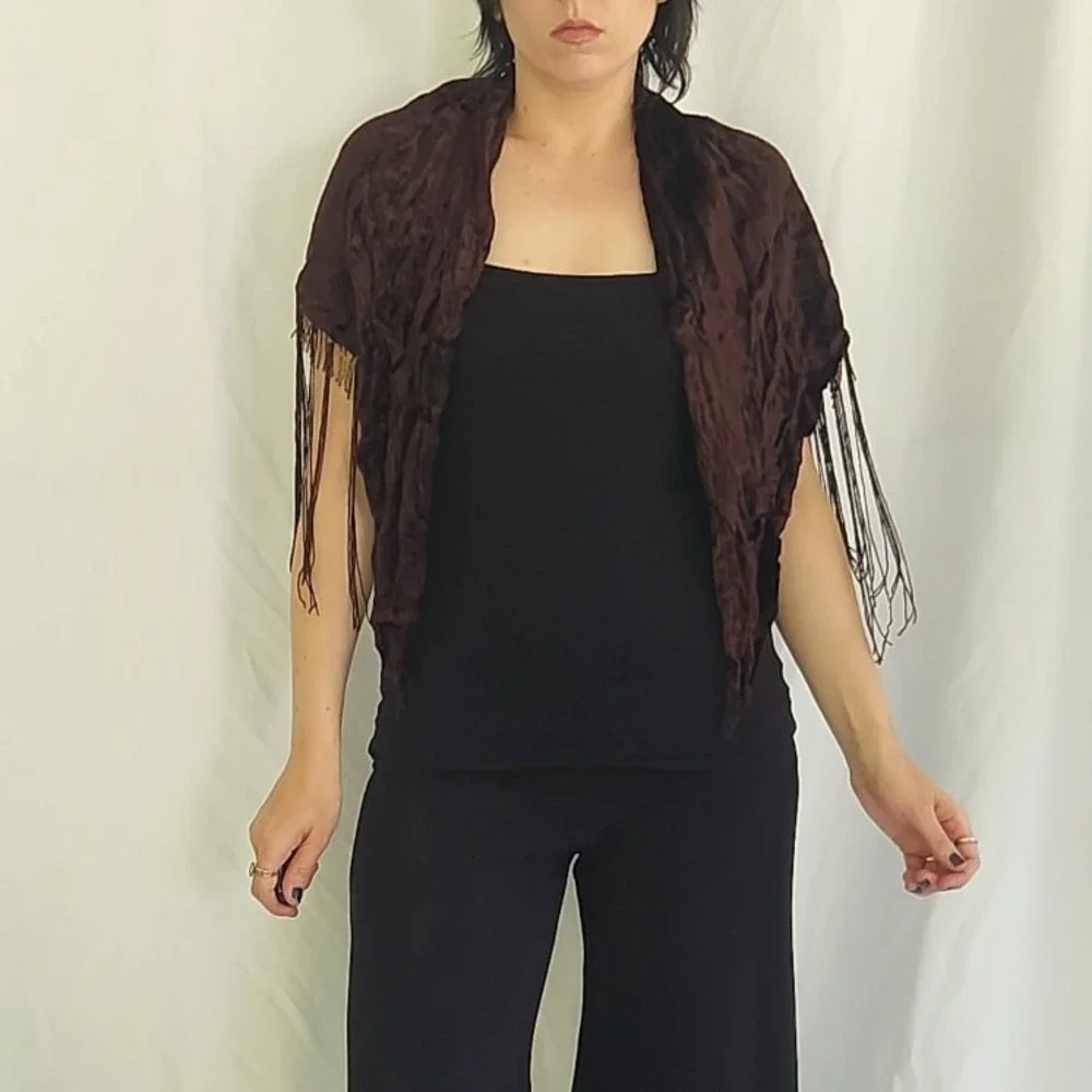 Vintage Brown Velvet‎ Shawl